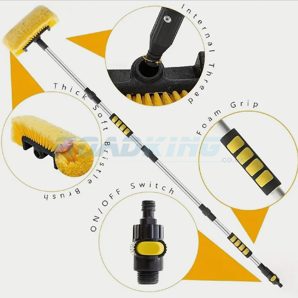 4-Part FlowThru Telescopic Wash Brush with 5-Sided Head | 1.8m