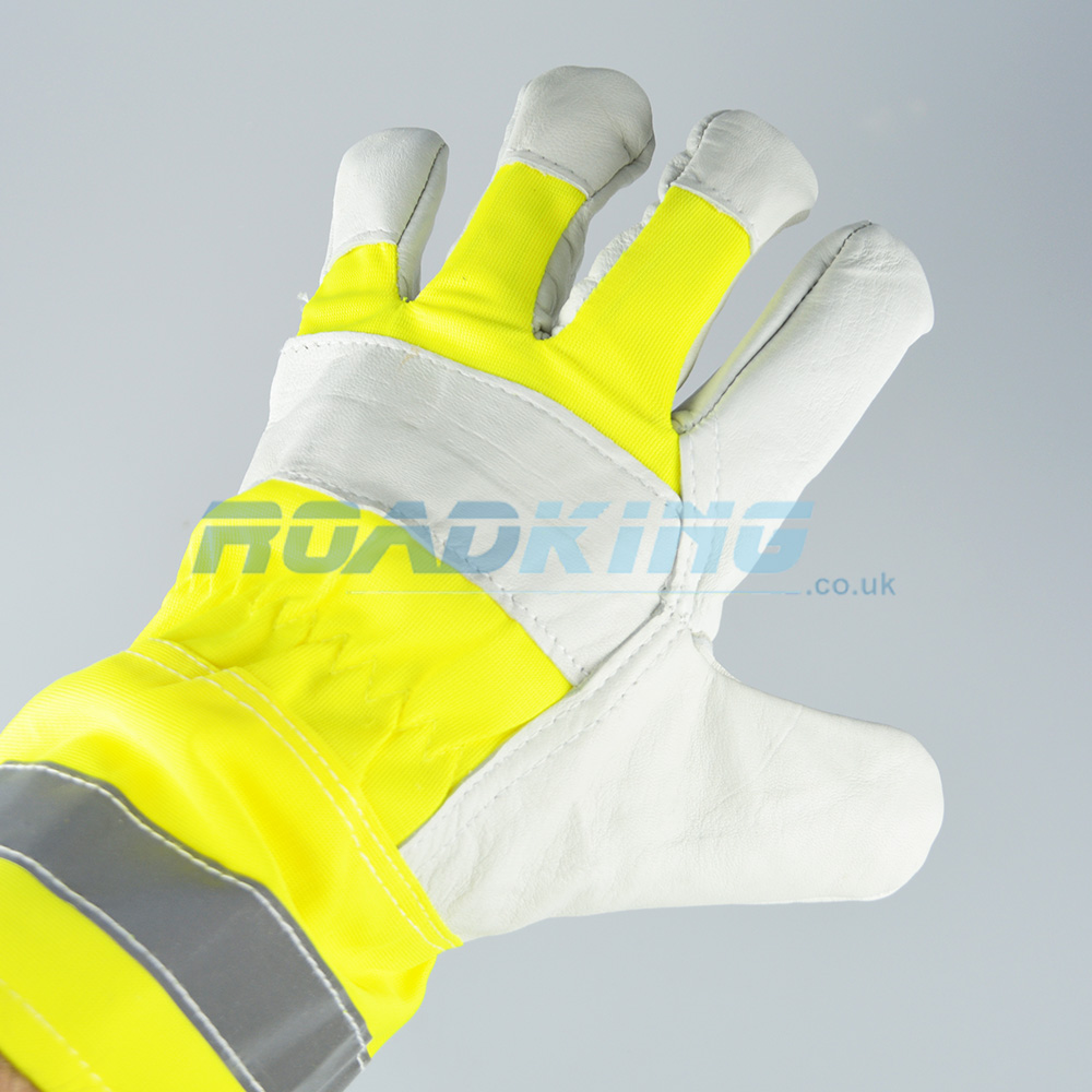 Hi-Viz Fluorescent Leather Gloves | Yellow