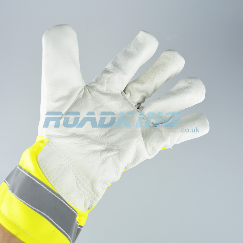 Hi-Viz Fluorescent Leather Gloves | Yellow