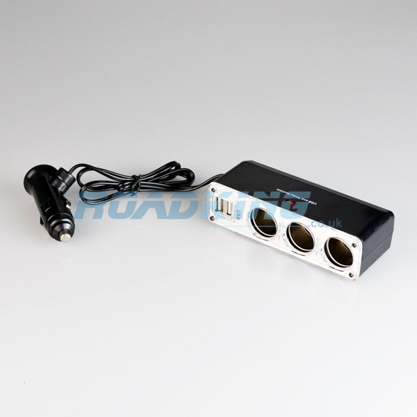 3-Way Car Cigarette Socket with Dual USB | 12v / 24v