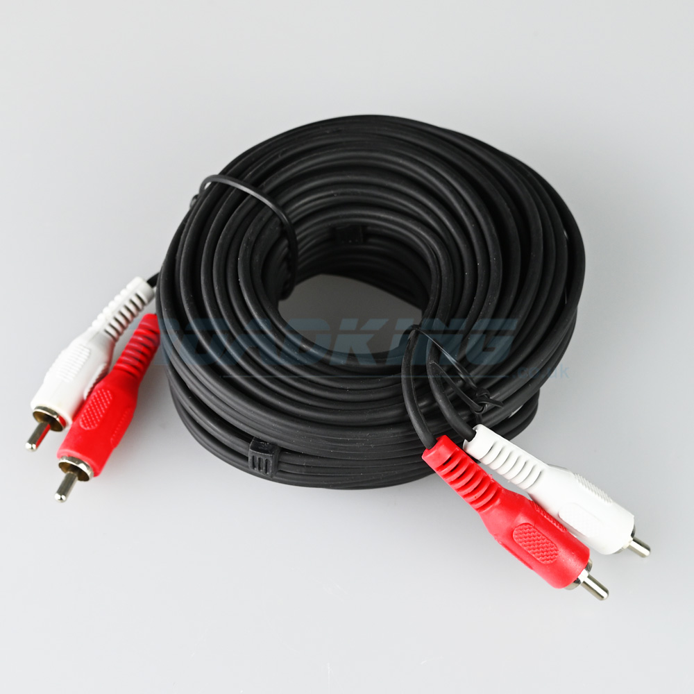 Phono To Phono Red & White Stereo RCA Audio Cable | HiFi / CD / DVD Lead | 10m