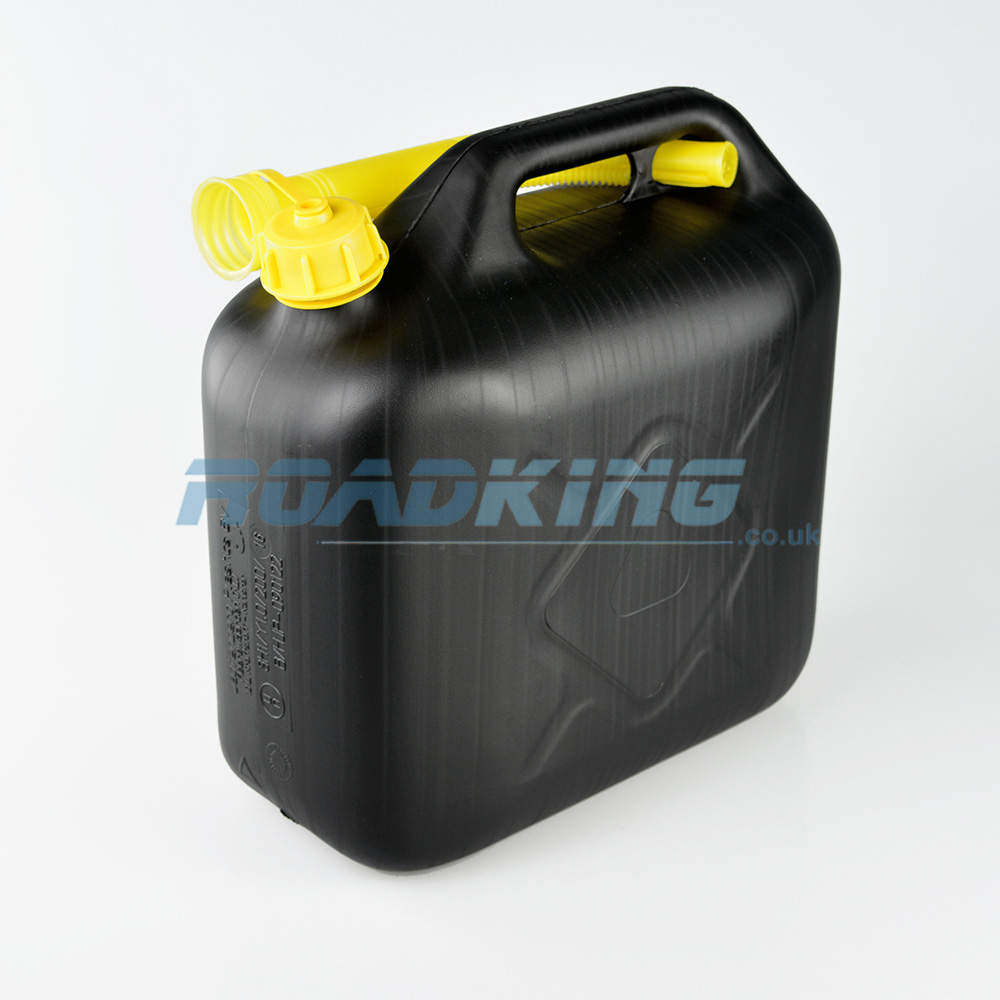 Jerry Can 10L, 10 Litre Black Plastic Fuel Can
