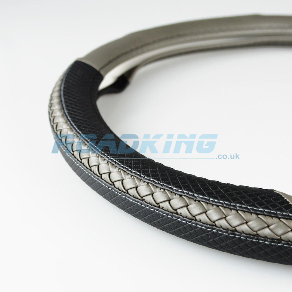 Truck Steering Wheel Cover | Black & Grey | 44-46cm