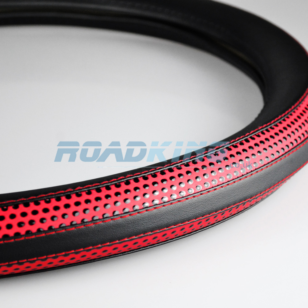 Truck Steering Wheel Cover | Black & Red | 44-46cm