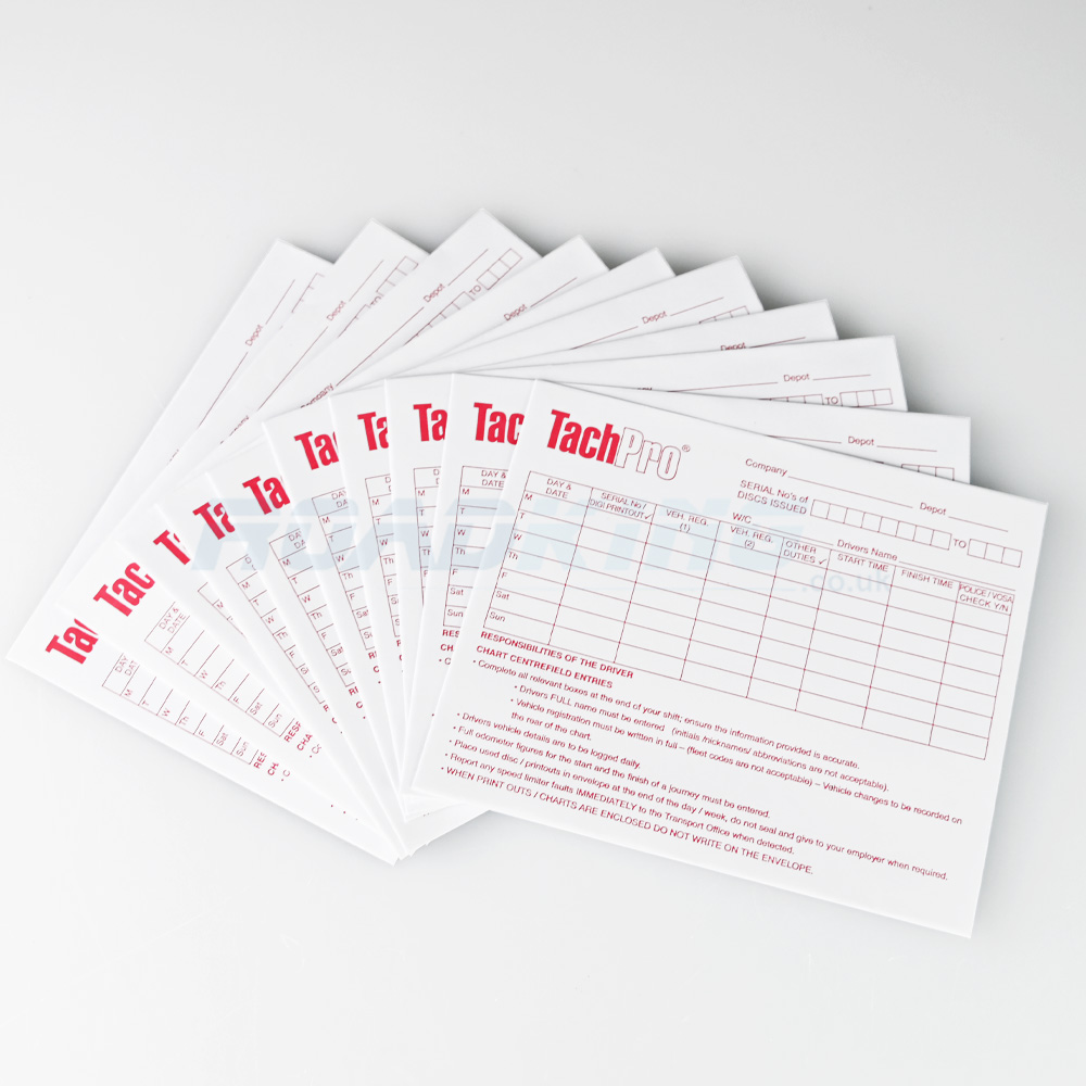 10 x Weekly Tachograph Envelopes